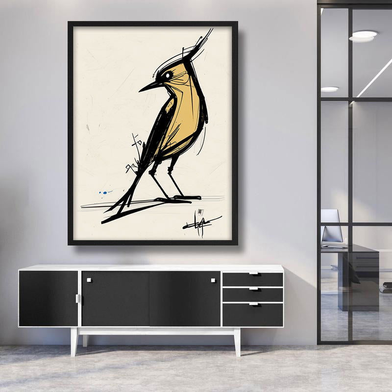 Bird Drawing (gul) - Posterplanet