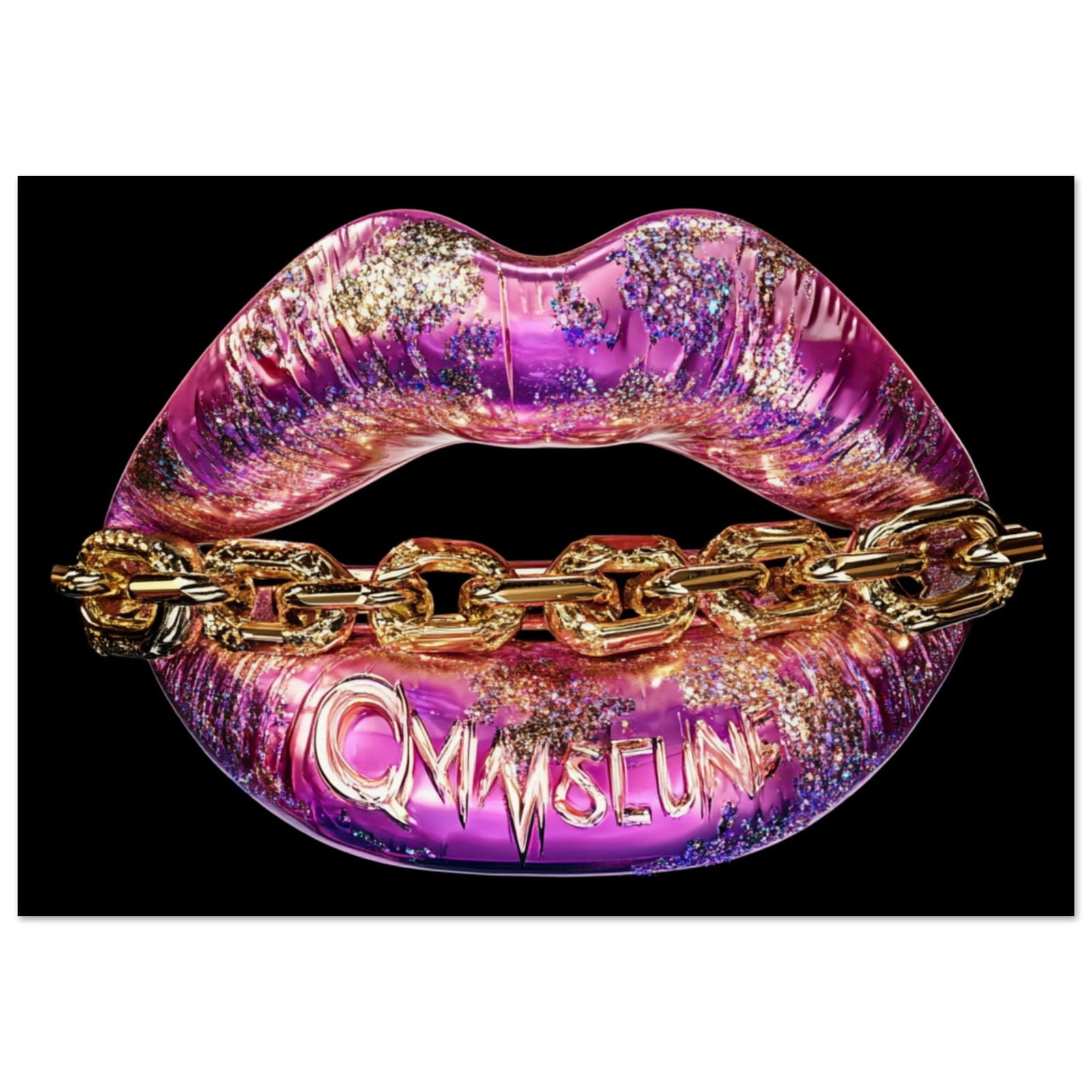 Pink Chain Lips - Posterplanet